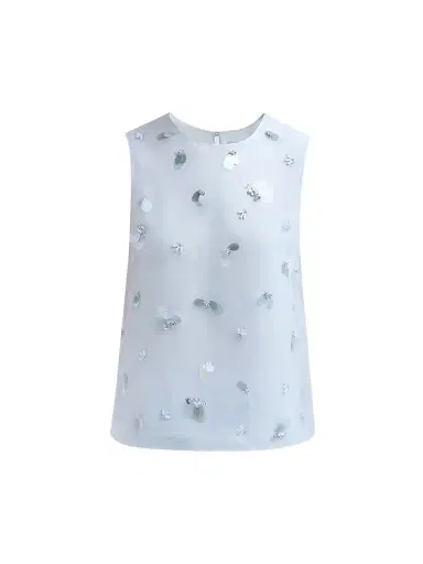SIMKHAI Women's Celia Embellished Silk Top - Periwinkle Sky | Thumbnail 1 SIMKHAI Women's Celia Embellished Silk Top - Periwinkle Sky | Thumbnail 1