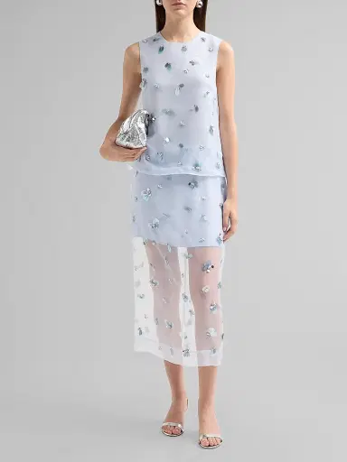 SIMKHAI Women's Delilah Silk Midi Skirt - Periwinkle Sky | Thumbnail 2 SIMKHAI Women's Delilah Silk Midi Skirt - Periwinkle Sky | Thumbnail 2