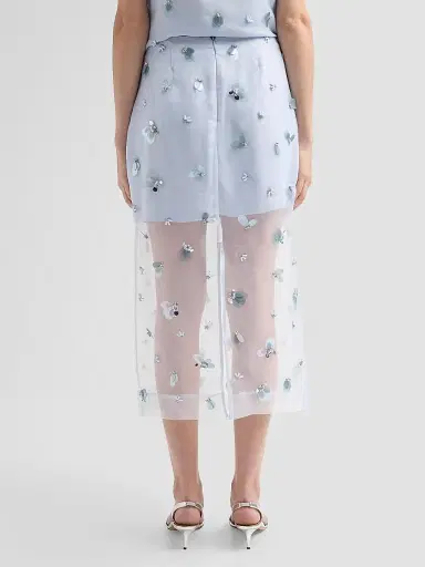 SIMKHAI Women's Delilah Silk Midi Skirt - Periwinkle Sky | Thumbnail 3 SIMKHAI Women's Delilah Silk Midi Skirt - Periwinkle Sky | Thumbnail 3