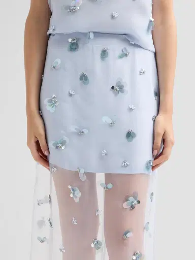 SIMKHAI Women's Delilah Silk Midi Skirt - Periwinkle Sky | Thumbnail 5 SIMKHAI Women's Delilah Silk Midi Skirt - Periwinkle Sky | Thumbnail 5