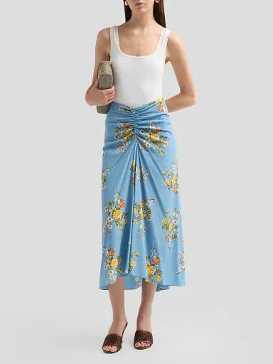 Veronica Beard Women's Limani Silk-Blend Midi Skirt - Blue River Multi | Thumbnail 2 Veronica Beard Women's Limani Silk-Blend Midi Skirt - Blue River Multi | Thumbnail 2