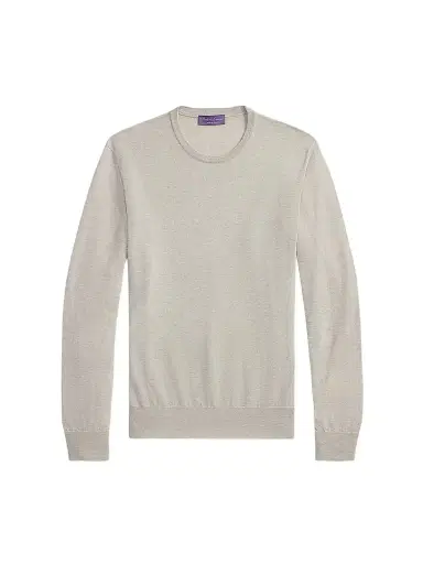 Ralph Lauren Purple Label Men's Cashmere-Jersey Long-Sleeve Sweater - Pearl Grey Heather | Thumbnail 1 Ralph Lauren Purple Label Men's Cashmere-Jersey Long-Sleeve Sweater - Pearl Grey Heather | Thumbnail 1