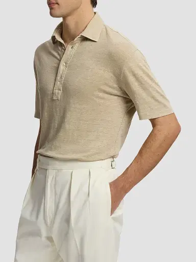 Ralph Lauren Purple Label Men's Linen-Jersey Short-Sleeve Polo Shirt - Champagne - Size XXL | Thumbnail 6 Ralph Lauren Purple Label Men's Linen-Jersey Short-Sleeve Polo Shirt - Champagne - Size XXL | Thumbnail 6