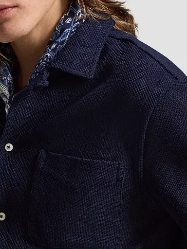 Polo Ralph Lauren Men's Pointelle Textured Short-Sleeve Shirt - Cruise Navy | Thumbnail 5 Polo Ralph Lauren Men's Pointelle Textured Short-Sleeve Shirt - Cruise Navy | Thumbnail 5