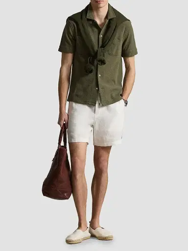 Polo Ralph Lauren Men's Pointelle Textured Short-Sleeve Shirt - Cruise Olive | Thumbnail 2 Polo Ralph Lauren Men's Pointelle Textured Short-Sleeve Shirt - Cruise Olive | Thumbnail 2