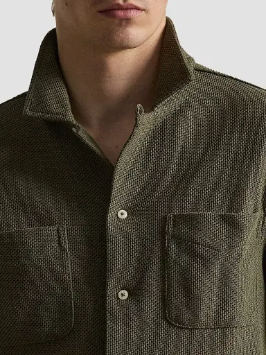 Polo Ralph Lauren Men's Pointelle Textured Short-Sleeve Shirt - Cruise Olive | Thumbnail 5 Polo Ralph Lauren Men's Pointelle Textured Short-Sleeve Shirt - Cruise Olive | Thumbnail 5