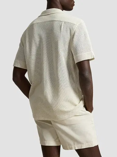 Polo Ralph Lauren Men's Pointelle Textured Short-Sleeve Shirt - Pale Cream | Thumbnail 3 Polo Ralph Lauren Men's Pointelle Textured Short-Sleeve Shirt - Pale Cream | Thumbnail 3