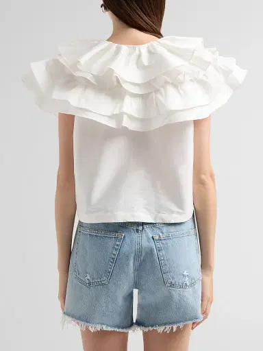 AKNVAS Women's Linda Taffeta Cape Top - Cream | Thumbnail 3 AKNVAS Women's Linda Taffeta Cape Top - Cream | Thumbnail 3