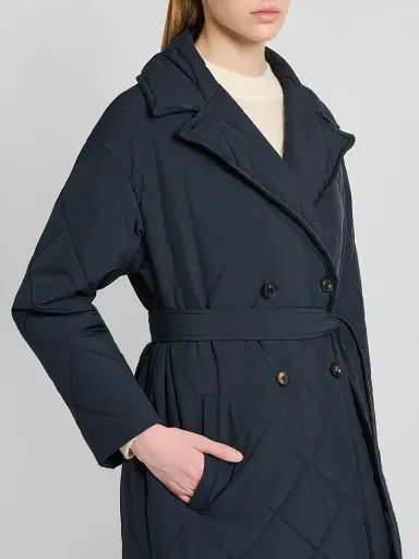 Kiton Women's Quilted Belted Trench Coat - Blue | Thumbnail 5 Kiton Women's Quilted Belted Trench Coat - Blue | Thumbnail 5