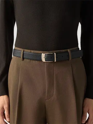 Zegna Men's Leather Belt - Black | Thumbnail 3 Zegna Men's Leather Belt - Black | Thumbnail 3