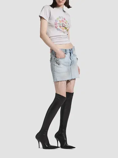 Balenciaga Women's Spiral Crest Fitted T-Shirt - Dirty White | Thumbnail 2 Balenciaga Women's Spiral Crest Fitted T-Shirt - Dirty White | Thumbnail 2