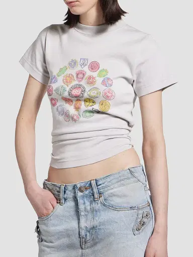 Balenciaga Women's Spiral Crest Fitted T-Shirt - Dirty White | Thumbnail 4 Balenciaga Women's Spiral Crest Fitted T-Shirt - Dirty White | Thumbnail 4