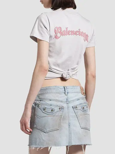 Balenciaga Women's Spiral Crest Fitted T-Shirt - Dirty White | Thumbnail 5 Balenciaga Women's Spiral Crest Fitted T-Shirt - Dirty White | Thumbnail 5