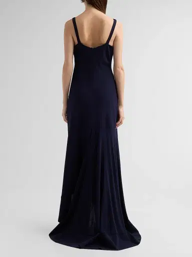 Stella McCartney Women's Frilled V-Neck Maxi Dress - Ink | Thumbnail 3 Stella McCartney Women's Frilled V-Neck Maxi Dress - Ink | Thumbnail 3
