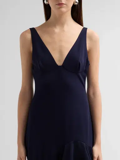 Stella McCartney Women's Frilled V-Neck Maxi Dress - Ink | Thumbnail 5 Stella McCartney Women's Frilled V-Neck Maxi Dress - Ink | Thumbnail 5
