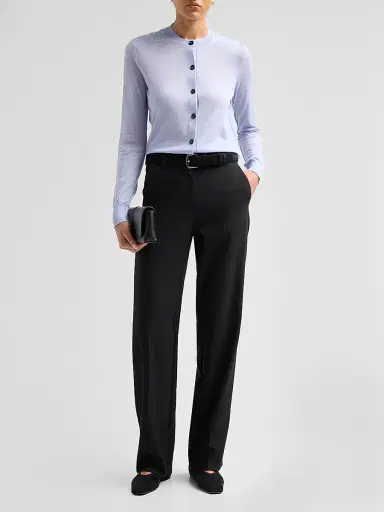 Burberry Women's Wendy Wool Check-Shoulder Cardigan - Sunbleached Blue | Thumbnail 2 Burberry Women's Wendy Wool Check-Shoulder Cardigan - Sunbleached Blue | Thumbnail 2
