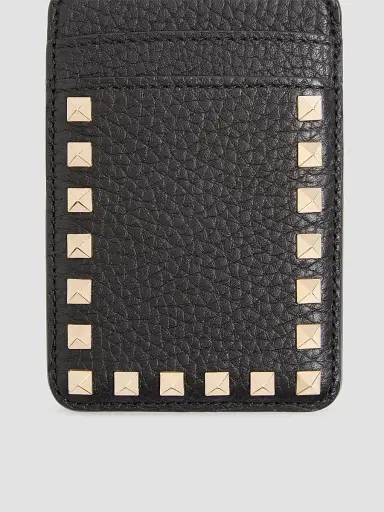 Valentino Garavani Women's Rockstud Magnetic Cardholder in Grainy Calfskin - Black | Thumbnail 3 Valentino Garavani Women's Rockstud Magnetic Cardholder in Grainy Calfskin - Black | Thumbnail 3