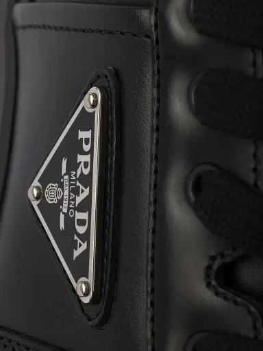 Prada Men's Downtown Leather Sneakers - Black | Thumbnail 5 Prada Men's Downtown Leather Sneakers - Black | Thumbnail 5