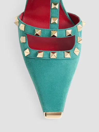 Valentino Garavani Women's Rockstud Suede 100MM Pumps - Aquamarine | Thumbnail 5 Valentino Garavani Women's Rockstud Suede 100MM Pumps - Aquamarine | Thumbnail 5