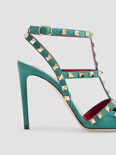 Valentino Garavani Women's Rockstud Suede 100MM Pumps - Aquamarine | Thumbnail 6 Valentino Garavani Women's Rockstud Suede 100MM Pumps - Aquamarine | Thumbnail 6
