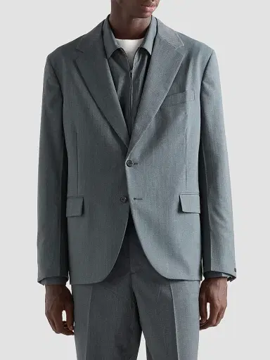 Prada Men's Single-Breasted Wool Jacket - Blue | Thumbnail 2 Prada Men's Single-Breasted Wool Jacket - Blue | Thumbnail 2