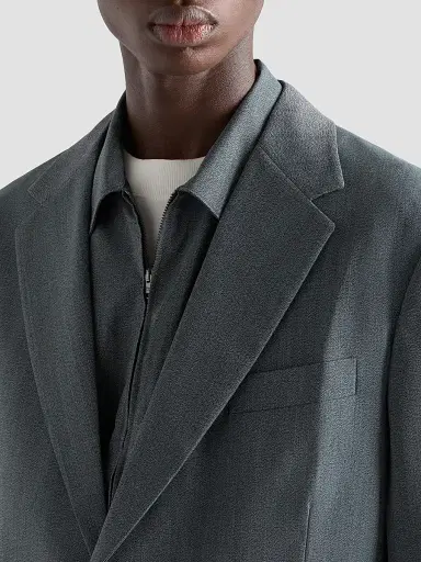 Prada Men's Single-Breasted Wool Jacket - Blue | Thumbnail 5 Prada Men's Single-Breasted Wool Jacket - Blue | Thumbnail 5