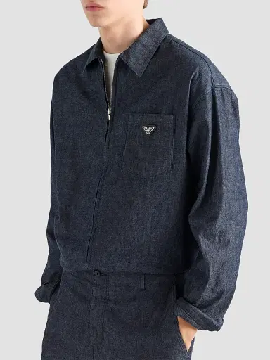 Prada Men's Chambray Shirt - Blue | Thumbnail 3 Prada Men's Chambray Shirt - Blue | Thumbnail 3