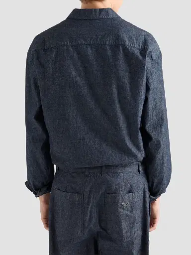 Prada Men's Chambray Shirt - Blue | Thumbnail 4 Prada Men's Chambray Shirt - Blue | Thumbnail 4