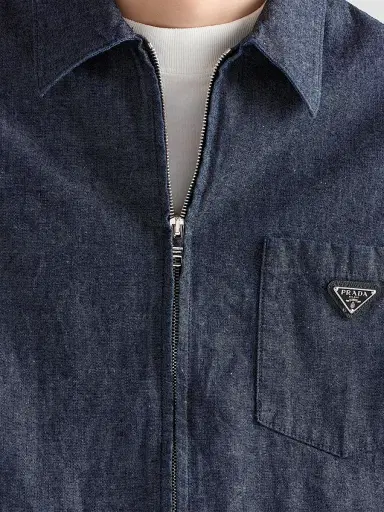 Prada Men's Chambray Shirt - Blue | Thumbnail 5 Prada Men's Chambray Shirt - Blue | Thumbnail 5