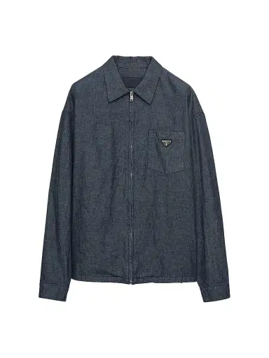 Prada Men's Chambray Shirt - Blue | Thumbnail 1 Prada Men's Chambray Shirt - Blue | Thumbnail 1