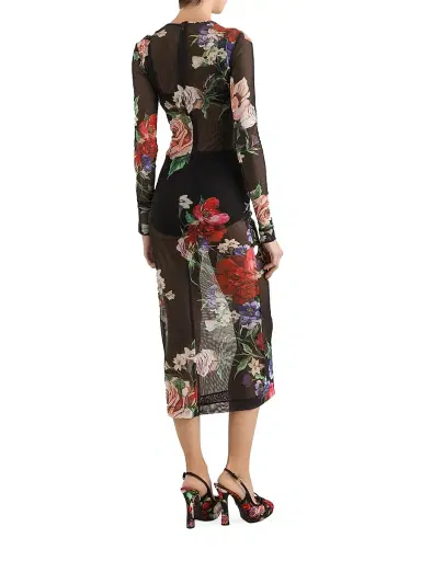 Dolce & Gabbana Women's Floral Sheer Mesh Midi-Dress | Thumbnail 3 Dolce & Gabbana Women's Floral Sheer Mesh Midi-Dress | Thumbnail 3