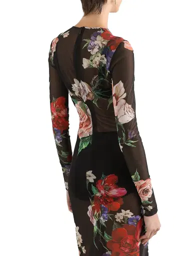 Dolce & Gabbana Women's Floral Sheer Mesh Midi-Dress | Thumbnail 5 Dolce & Gabbana Women's Floral Sheer Mesh Midi-Dress | Thumbnail 5
