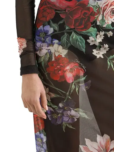 Dolce & Gabbana Women's Floral Sheer Mesh Midi-Dress | Thumbnail 6 Dolce & Gabbana Women's Floral Sheer Mesh Midi-Dress | Thumbnail 6
