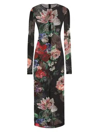 Dolce & Gabbana Women's Floral Sheer Mesh Midi-Dress | Thumbnail 1 Dolce & Gabbana Women's Floral Sheer Mesh Midi-Dress | Thumbnail 1
