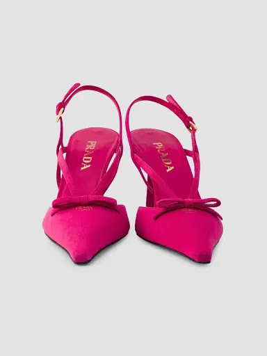 Prada Women's Suede Slingback Pumps - Pink | Thumbnail 2 Prada Women's Suede Slingback Pumps - Pink | Thumbnail 2