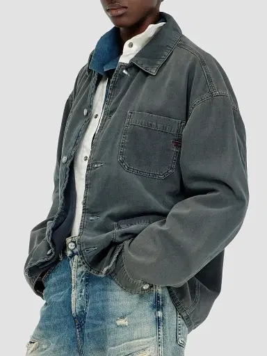 Diesel Men's Stack Cotton Utility Jacket - Antique Grey | Thumbnail 6 Diesel Men's Stack Cotton Utility Jacket - Antique Grey | Thumbnail 6