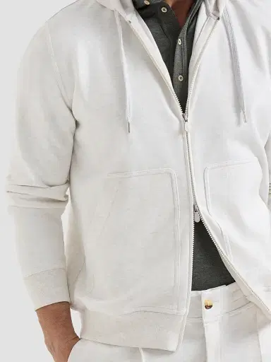 Brunello Cucinelli Men's Techno Cotton French Terry Double Cloth Hooded Sweatshirt - White | Thumbnail 4 Brunello Cucinelli Men's Techno Cotton French Terry Double Cloth Hooded Sweatshirt - White | Thumbnail 4