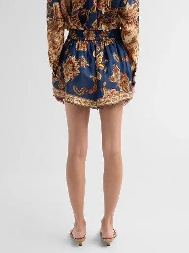 Zimmermann Women's Aster Silk Relaxed Shorts - Navy Jacobean | Thumbnail 3 Zimmermann Women's Aster Silk Relaxed Shorts - Navy Jacobean | Thumbnail 3