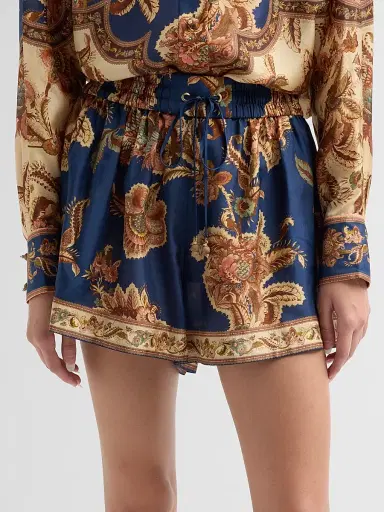 Zimmermann Women's Aster Silk Relaxed Shorts - Navy Jacobean | Thumbnail 5 Zimmermann Women's Aster Silk Relaxed Shorts - Navy Jacobean | Thumbnail 5