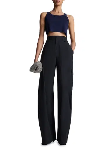 A.L.C. Women's Halsey Cotton Racerback Crop Tank - Navy | Thumbnail 2 A.L.C. Women's Halsey Cotton Racerback Crop Tank - Navy | Thumbnail 2