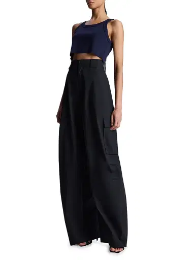 A.L.C. Women's Halsey Cotton Racerback Crop Tank - Navy | Thumbnail 3 A.L.C. Women's Halsey Cotton Racerback Crop Tank - Navy | Thumbnail 3