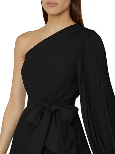 Milly Women's Linden Pleated One-Shoulder Minidress - Black | Thumbnail 5 Milly Women's Linden Pleated One-Shoulder Minidress - Black | Thumbnail 5