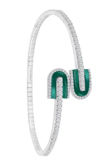 U LOS ANGELES Diamond Malachite U Mini Duo Bangle Bracelet | Thumbnail 1 U LOS ANGELES Diamond Malachite U Mini Duo Bangle Bracelet | Thumbnail 1