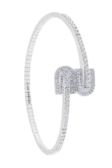 U LOS ANGELES Diamond U Duo Mini Baguette Bangle Bracelet - White Gold | Thumbnail 1 U LOS ANGELES Diamond U Duo Mini Baguette Bangle Bracelet - White Gold | Thumbnail 1