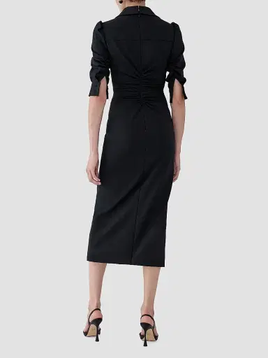 Carolina Herrera Women's Ruched Jersey Wool Midi-Dress - Black | Thumbnail 3 Carolina Herrera Women's Ruched Jersey Wool Midi-Dress - Black | Thumbnail 3