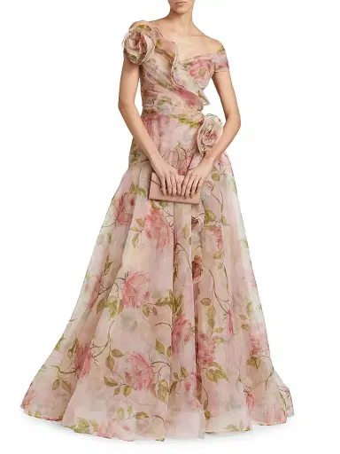 Teri Jon by Rickie Freeman Women's Floral Organza Tulle A-Line Gown - Blush Multi | Thumbnail 2 Teri Jon by Rickie Freeman Women's Floral Organza Tulle A-Line Gown - Blush Multi | Thumbnail 2