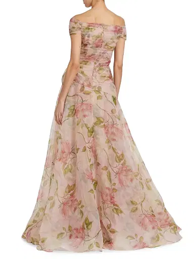 Teri Jon by Rickie Freeman Women's Floral Organza Tulle A-Line Gown - Blush Multi | Thumbnail 5 Teri Jon by Rickie Freeman Women's Floral Organza Tulle A-Line Gown - Blush Multi | Thumbnail 5