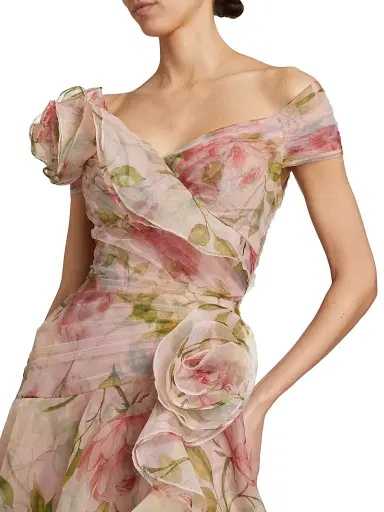 Teri Jon by Rickie Freeman Women's Floral Organza Tulle A-Line Gown - Blush Multi | Thumbnail 6 Teri Jon by Rickie Freeman Women's Floral Organza Tulle A-Line Gown - Blush Multi | Thumbnail 6