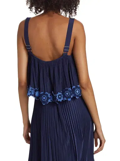 Ramy Brook Women's Elizabeth Pleated Floral Hem Top - Spring Navy | Thumbnail 5 Ramy Brook Women's Elizabeth Pleated Floral Hem Top - Spring Navy | Thumbnail 5