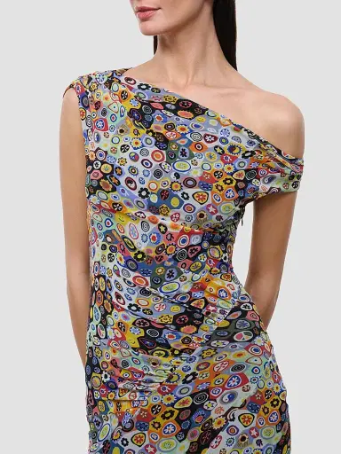 Staud Women's Amaris Asymmetric Maxi Dress - Millefiori Mosaic - Size XL | Thumbnail 4 Staud Women's Amaris Asymmetric Maxi Dress - Millefiori Mosaic - Size XL | Thumbnail 4